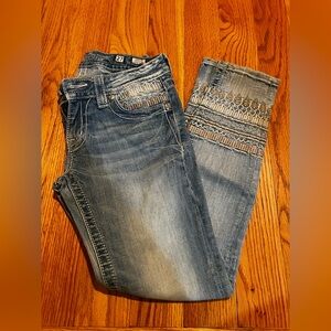 Miss Me Blue Embroidered Skinny Jeans